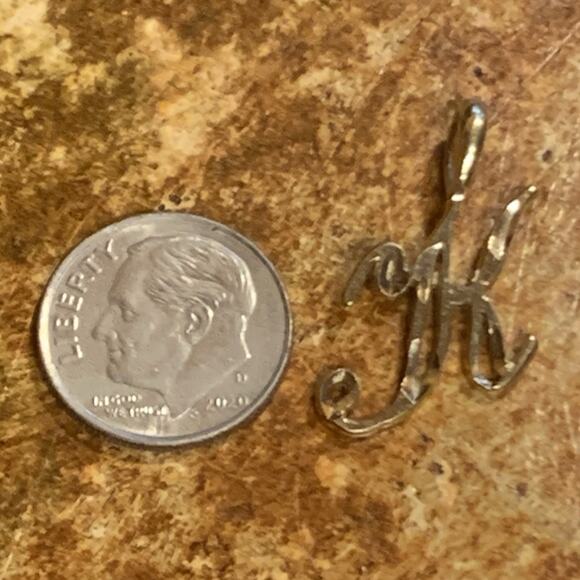 Diamond Cut Gold Plated Letter "K" Pendant 1 Inch - Picture 4 of 7